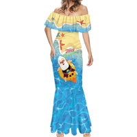 Antigua and Barbuda Christmas Mermaid Dress Chilling Santa - Wonder Print Shop