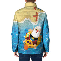 Antigua and Barbuda Christmas Padded Jacket Chilling Santa - Wonder Print Shop