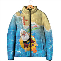 Antigua and Barbuda Christmas Padded Jacket Chilling Santa - Wonder Print Shop