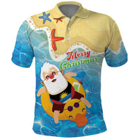 Antigua and Barbuda Christmas Polo Shirt Chilling Santa - Wonder Print Shop