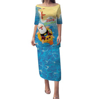 Antigua and Barbuda Christmas Puletasi Chilling Santa - Wonder Print Shop