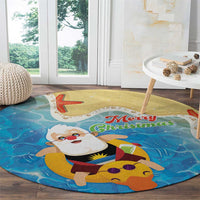 Antigua and Barbuda Christmas Round Carpet Chilling Santa - Wonder Print Shop