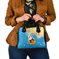 Antigua and Barbuda Christmas Shoulder Handbag Chilling Santa - Wonder Print Shop