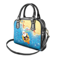 Antigua and Barbuda Christmas Shoulder Handbag Chilling Santa - Wonder Print Shop