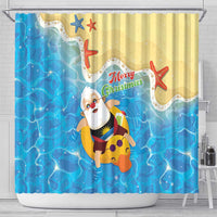 Antigua and Barbuda Christmas Shower Curtain Chilling Santa - Wonder Print Shop