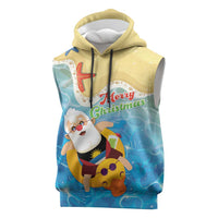 Antigua and Barbuda Christmas Sleeveless Hoodie Chilling Santa - Wonder Print Shop
