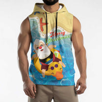 Antigua and Barbuda Christmas Sleeveless Hoodie Chilling Santa - Wonder Print Shop