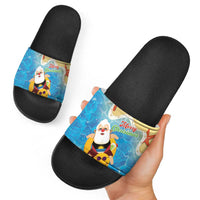 Antigua and Barbuda Christmas Slide Sandals Chilling Santa - Wonder Print Shop