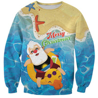 Antigua and Barbuda Christmas Sweatshirt Chilling Santa - Wonder Print Shop