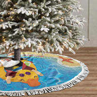 Antigua and Barbuda Christmas Tree Skirt Chilling Santa - Wonder Print Shop
