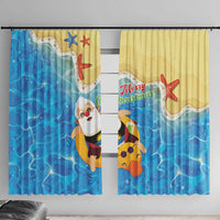 Antigua and Barbuda Christmas Window Curtain Chilling Santa - Wonder Print Shop