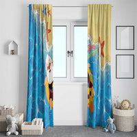 Antigua and Barbuda Christmas Window Curtain Chilling Santa - Wonder Print Shop