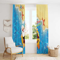 Antigua and Barbuda Christmas Window Curtain Chilling Santa - Wonder Print Shop