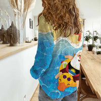 Antigua and Barbuda Christmas Women Casual Shirt Chilling Santa - Wonder Print Shop