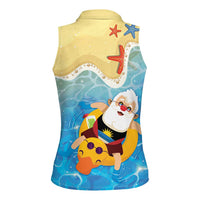 Antigua and Barbuda Christmas Women Sleeveless Polo Shirt Chilling Santa - Wonder Print Shop