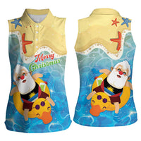 Antigua and Barbuda Christmas Women Sleeveless Polo Shirt Chilling Santa - Wonder Print Shop