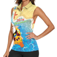 Antigua and Barbuda Christmas Women Sleeveless Polo Shirt Chilling Santa - Wonder Print Shop