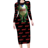 Resist Portland Frog Long Sleeve Bodycon Dress Funny Political Costume - Wonder Print Shop