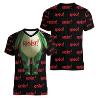 Resist Portland Frog Women V-Neck T-Shirt Funny Political Costume - Wonder Print Shop