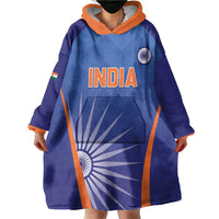 Custom India Cricket Wearable Blanket Hoodie Go Champions Men In Blue LT05 - Wonder Print Shop