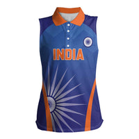 Custom India Cricket Women Sleeveless Polo Shirt Go Champions Men In Blue LT05 - Wonder Print Shop