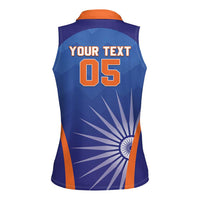 Custom India Cricket Women Sleeveless Polo Shirt Go Champions Men In Blue LT05 - Wonder Print Shop