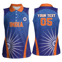 Custom India Cricket Women Sleeveless Polo Shirt Go Champions Men In Blue LT05 - Wonder Print Shop