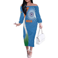 Custom India Cricket Family Matching Off The Shoulder Long Sleeve Dress and Hawaiian Shirt Sporty Style LT05 - Wonder Print Shop