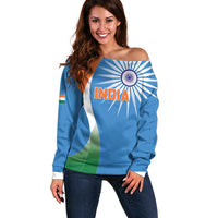 Custom India Cricket Off Shoulder Sweater Sporty Style LT05 - Wonder Print Shop