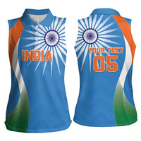 Custom India Cricket Women Sleeveless Polo Shirt Sporty Style LT05 - Wonder Print Shop