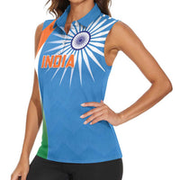 Custom India Cricket Women Sleeveless Polo Shirt Sporty Style LT05 - Wonder Print Shop