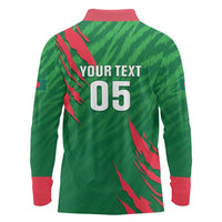 Custom Bangladesh Cricket Long Sleeve Polo Shirt Go Champions The Tigers LT05 - Wonder Print Shop