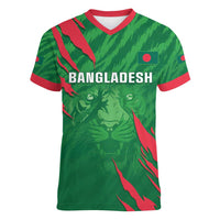 Custom Bangladesh Cricket Women V-Neck T-Shirt Go Champions The Tigers LT05 - Wonder Print Shop