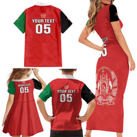 Custom Afghanistan Cricket Family Matching Short Sleeve Bodycon Dress and Hawaiian Shirt Flag Style LT05 - Wonder Print Shop