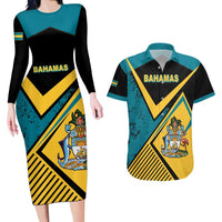Personalized Bahamas Couples Matching Long Sleeve Bodycon Dress and Hawaiian Shirt Coat Of Arms Unique Style