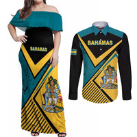 Personalized Bahamas Couples Matching Off Shoulder Maxi Dress and Long Sleeve Button Shirt Coat Of Arms Unique Style