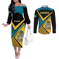 Personalized Bahamas Couples Matching Off The Shoulder Long Sleeve Dress and Long Sleeve Button Shirt Coat Of Arms Unique Style