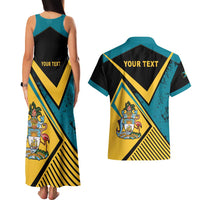 Personalized Bahamas Couples Matching Tank Maxi Dress and Hawaiian Shirt Coat Of Arms Unique Style