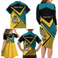 Personalized Bahamas Family Matching Long Sleeve Bodycon Dress and Hawaiian Shirt Coat Of Arms Unique Style
