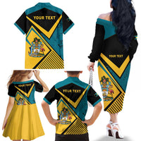 Personalized Bahamas Family Matching Off The Shoulder Long Sleeve Dress and Hawaiian Shirt Coat Of Arms Unique Style