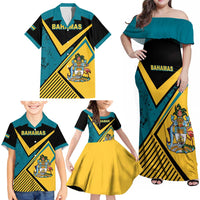 Personalized Bahamas Family Matching Off Shoulder Maxi Dress and Hawaiian Shirt Coat Of Arms Unique Style