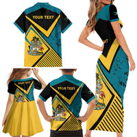 Personalized Bahamas Family Matching Short Sleeve Bodycon Dress and Hawaiian Shirt Coat Of Arms Unique Style