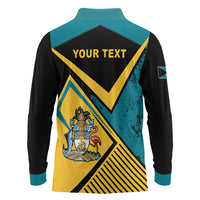Personalized Bahamas Long Sleeve Polo Shirt Coat Of Arms Unique Style