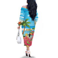 Bahamas Beach Family Matching Off The Shoulder Long Sleeve Dress and Hawaiian Shirt Welcome To Paradise