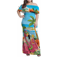 Bahamas Beach Family Matching Off Shoulder Maxi Dress and Hawaiian Shirt Welcome To Paradise