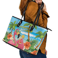 Bahamas Beach Leather Tote Bag Welcome To Paradise