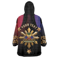 Personalized Haiti And Philippines Wearable Blanket Hoodie Haitian Filipino Heritage Crest