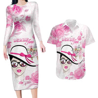 Kentucky Horse Racing Couples Matching Long Sleeve Bodycon Dress and Hawaiian Shirt Fancy Ladies