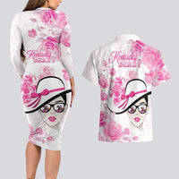 Kentucky Horse Racing Couples Matching Long Sleeve Bodycon Dress and Hawaiian Shirt Fancy Ladies