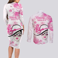 Kentucky Horse Racing Couples Matching Long Sleeve Bodycon Dress and Long Sleeve Button Shirt Fancy Ladies